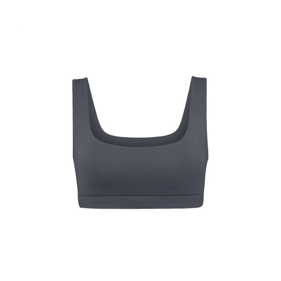 SKIMS Swim Tank Bikini Top Gunmetal Size M NWOT Sculpting Minimalist Swimwear - Picture 1 of 5
